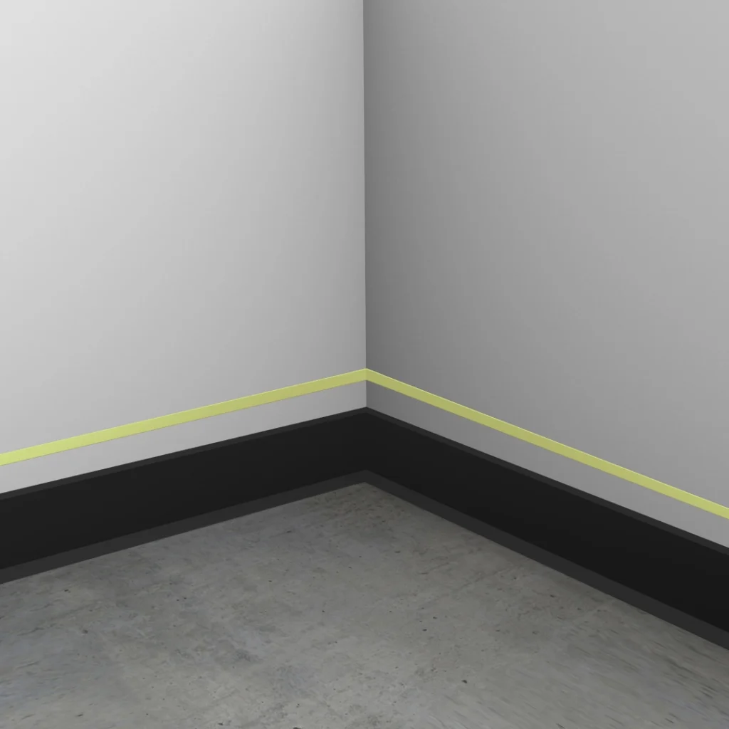 Wall Corner with Photoluminescent Tape Markings